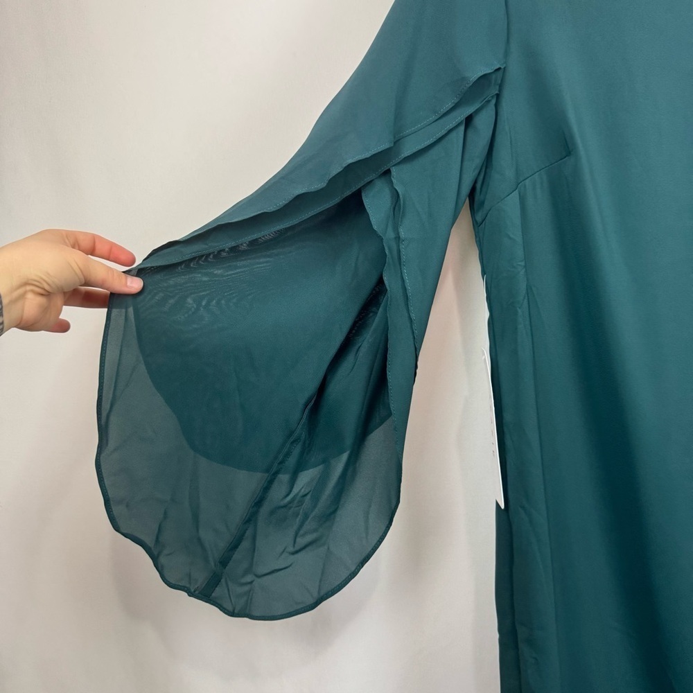AZAZIE CARTER Stretch Pine Sheath Ruched Stretch Chiffon Dress NWT Women’s Sz 8 - Picture 6 of 16